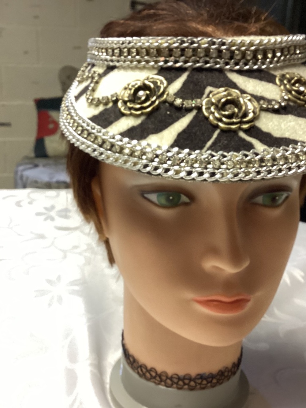 Zebra hair funky hat BLING. TENNIS VISOR
